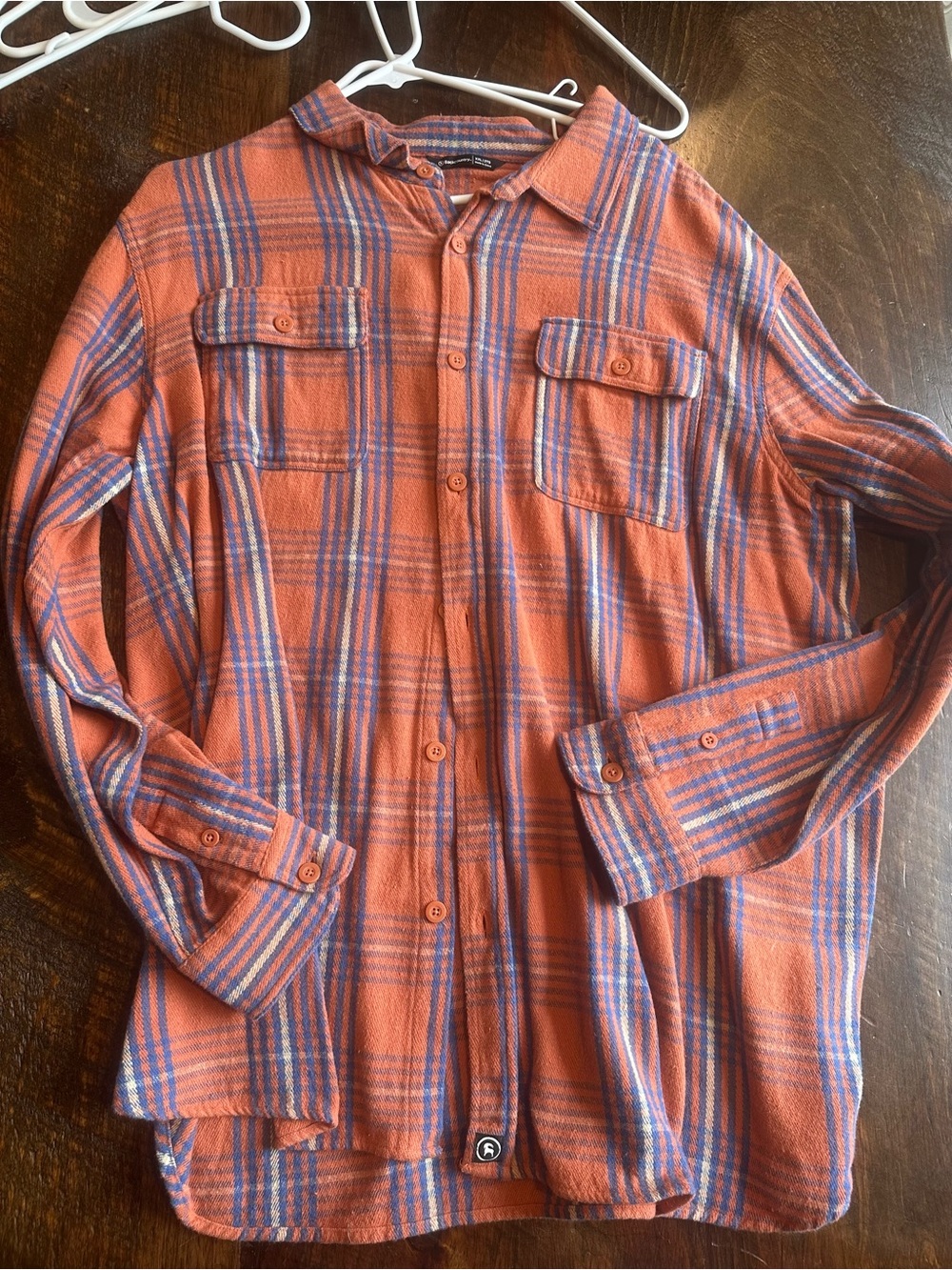 Men’s BACKCOUNTRY Orange & Blue Plaid Button-Up Shirt